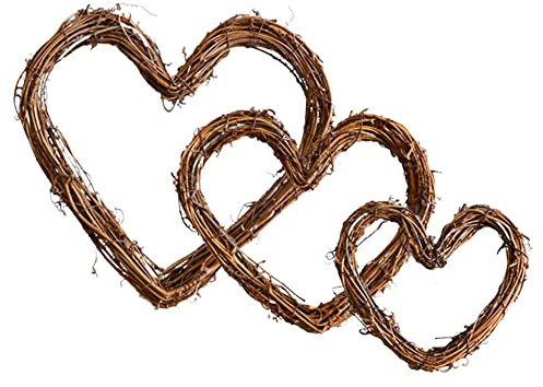 Pamtns Haustür Deko 3 Stück Rattan Kranz Herz Weidenkranz Rustikal aus Rattan Herzförmig Strohkränze Klein Natur Deko Türkranz Holzkranz Kränze Rohlinge Herzförmig Rattankranz DIY Hängend Dekokranz