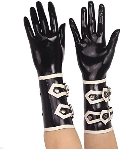 Guantes De Látex Para Unisex Guante De Goma Con Hebilla Color Patchwork Blanco Y Negro,En Blanco Y Negro,extragrande