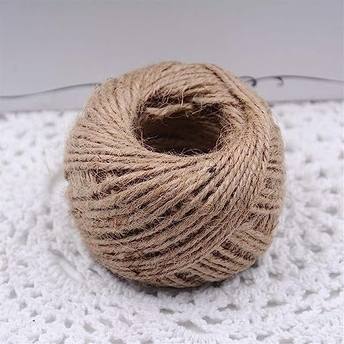 Cuerda for decorar, cuerda de yute natural, cordel de yute natural, 50 metros, cuerda de arpillera de 2 mm, cuerda de cáñamo for decoración del hogar, bolsa de cordón, cuerda de embalaje duradera (col