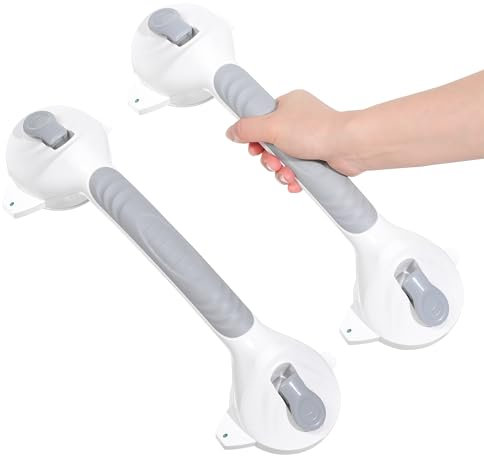 Fanwer 2 x Asidero para ducha sin taladrar 38 cm, mango de ducha con ventosa, 2023 un nuevo diseño