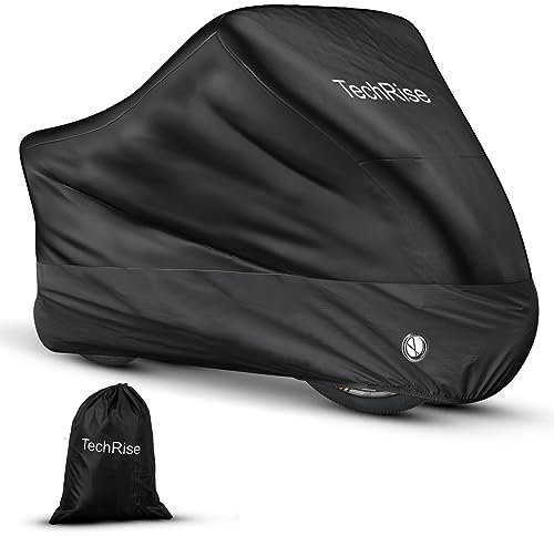 TechRise Bike Cover for 2-3 Bikes, Outdoor Motorbike Covers 220CM Long, 210D Oxford Waterproof Bicycle Cover Anti Wind Dust Rain UV with Lock-holes & Storage Bag for Mountain bikes/Road Bikes (Black)