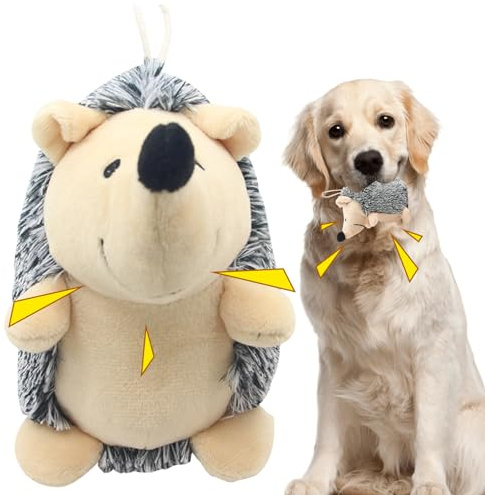 Pesoncarl oförstörbar hundleksak, tuffa hundleksaker, igelkott hundleksak giftfri igelkott pipande hundleksaker inbyggd pipande plysch, interaktiva hundleksaker för tristess tuggleksaker svart
