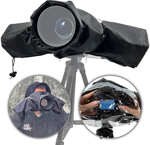 MyGadget Protection Pluie pour Appareil Photo [avec fenêtre Transparente] - pour Objectifs jusqu'à 18 cm ⌀ - Housse pour appareils Reflex Nikon I Sony