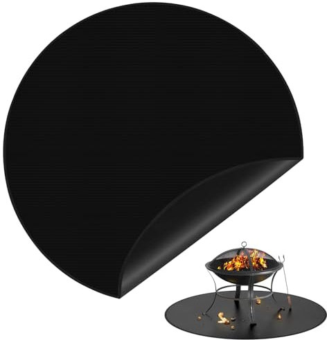 DBREAKS Tapetes para Chimenea, 91cm tapete Protector para Pisos, Tapetes contra Incendios, Tapete Ignífugo, Alfombra Barbacoa Exterior(Negro)