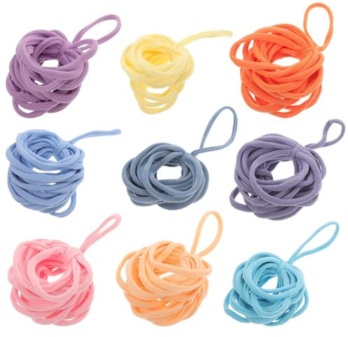 TEHAUX 180pcs Elastic Loom Loops Refill for DIY Crafts Potholders Coasters Soft Weaving Loom Loops Colors for Boys and Girls Adults Creativity