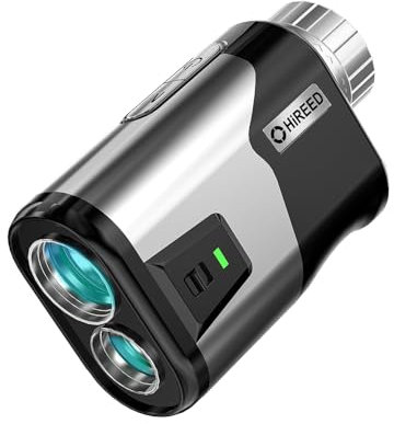 HIREED Golf Rangefinder with Slope ，1200 Yards Laser Range Finder ，7X Magnification Strong Magnet Rechargeable Range Finders/Hunting with Magnet Stripe Golf Continuous Scan Flag Lock Vibration