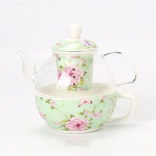 JKJZSALJ Tetera Verde Fresca, Juego De Tazas De Tetera De La Tarde Inglesa, Decoración del Hogar para Café, Regalo De Inauguración De La Casa