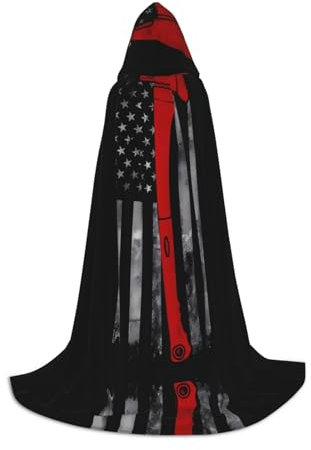 WANLON Capa con capucha con bandera de línea roja de hacha de bombero, perfecta para juegos de rol, Navidad, Halloween, Pascua, carnaval, fiesta y exposiciones de cómics