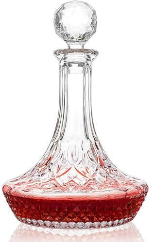 Caraffa decanter per vino rosso, decanter per vino rosso, con tappo, 1450 ml, decanter per vino per casa, bar, cena