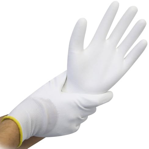 FRANZ MENSCH 24 Stück Feinstrickhandschuhe Ultra Flex Hand Gr. XXL | 3/4 PU-beschichtet, weiß, Gr. 11/XXL, L: 27 cm, Nylonhandschuhe, Schutzhandschuhe