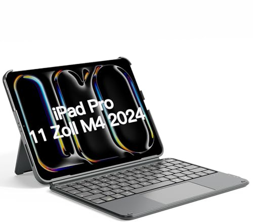 Inateck Funda con Teclado para iPad Pro 11 2024, Ace Touch Ultraligero Teclado Desmontable, con Touchpad, Soporte de Modo Retrato/Horizontal, QWERTZ, KB04122