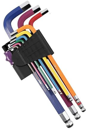 DOETYD Allen Key Set Hex Key Set, 9Pcs Metric Allen Key Set 1.5-10mm, Anti-Slip Long Ball End Allen Key Set with Colour Coding Hexagonal Hex Wrench Set for Bike Vehicles Furniture Imperial