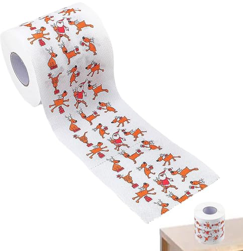 Papier de soie de Noël pour salle de bain, décorations de Noël, papier toilette amusant | Rouleau de papier de soie à motif Père Noël | Rouleaux de papier de serviette sur le thème de Noël, pour resta