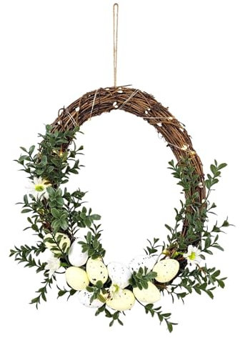 Dekorativer Kranz, Osterkranz Frühling Extra großer Kranz Blumenkranz Türbehang Dekoration Kombination aus Naturholz und Blumen Bringt EIN Gefühl von Natur und Festatmosphäre Schleifen für Türen