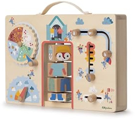 LILLIPUTIENS - Pannello didattico in Legno - Impara a vestirsi in Base al Tempo - Giochi educativi - Sviluppo motorio e Indipendenza - Dimensioni 31x20cm - A Partire da 2 Anni