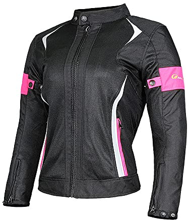 RidingTribe Giacca da moto sottile donna motocross motociclista equipaggiamento protettivo giacca donna giacca con CE corazzato impermeabile fodera notte riflessione, Colore: rosa., M