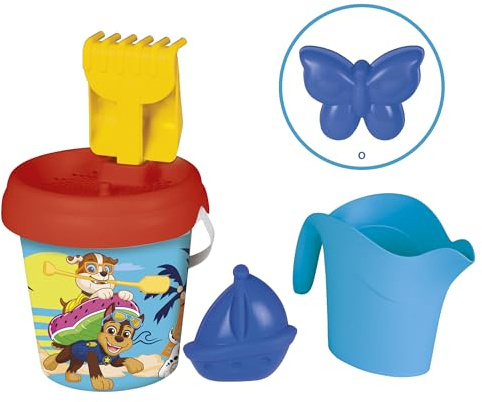 Smoby 7600862187 - Paw Patrol Strandhink med Tillbehör - Sikt, Kratta, Spade, Vattenkanna, Sandform - För barn från 18 månader