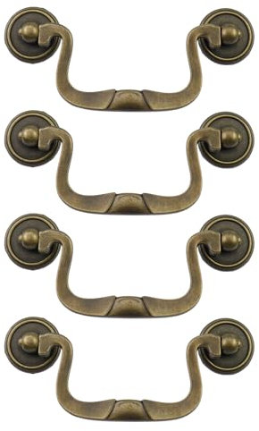Mewutal 4pcs Antique Cabinet Pulls 3.5 (88mm) Hole Center Bronze Drawer Pulls Vintage Dresser Pulls Handles Retro Decorative Cupboard Pulls for Wardrobe Closet Furniture, with Screws