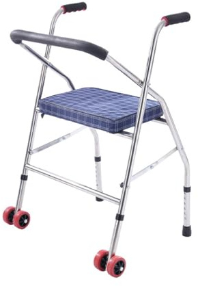 Gehhilfe Für Ältere Menschen,Faltbar Rollator Schmal Für Wohnung Ultraleicht,Gehhilfe Für Erwachsene Höhenverstellbar,Edelstahl,Erwachsene Sitz Rückenlehne Und Räder,Bis 100 Kg
