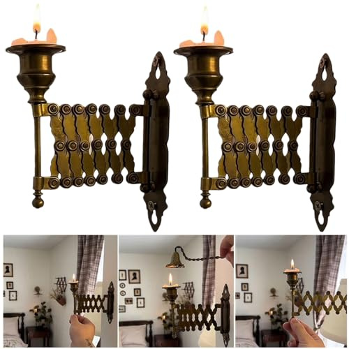 WAXCMXYH Ausziehbarer Kerzenhalter, Vintage-Kerzenhalter, Wandkerzenhalter, antiker Metall-Kerzenständer, Wandleuchter, Klavier-Kerzenleuchter für Wohnzimmer, Schlafzimmer, Kamin-Dekorationen, keine