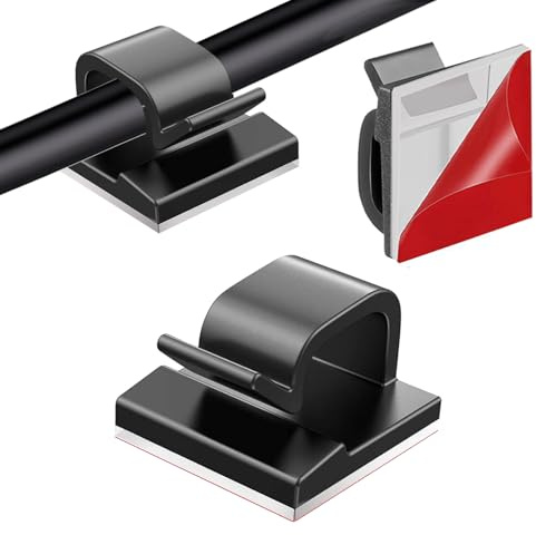 Yyyuluo 40 Stück Kabelclips selbstklebend, schwarz - Kabelhalter Kabelführung für Wand & Schreibtisch - Kabelorganizer für Home Office & Haushalt ohne Bohren