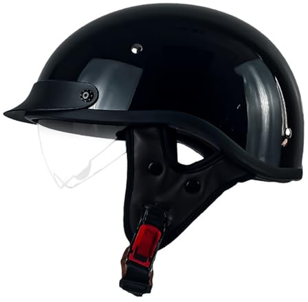 VVPEC retrò Elmetto Tedesco Casco Motociclista ECEDOT Omologato Mezzo Caschi Moto d'Epoca con Visiera con Fibbia Sgancio Rapido Caschi Jet E Demi-Jet Moto Universale Uomo E da Donna(22,M=57~58cm)