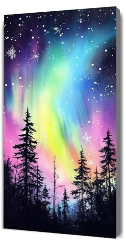 Dooqon Malen Nach Zahlen, Wald Aurora Malen Nach Zahlen Erwachsene, Kinder Anfänger DIY Handgemalt Ölgemälde auf Leinwand Kits, Farbe und Pinsel Artwork, für Home Mädchen Dekor Geschenk 35x70cm g-480
