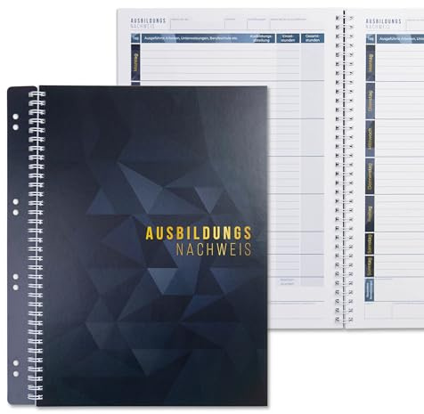 KOCHDIALOG 1 Premium Ausbildungsnachweis äußerst stabiles Hardcover Berichtsheft Ausbildung, DIN A4, 53 Wochen, extra dicke Seiten, Ausbildungsheft für IHK, Handwerk abheftbar in Ordner