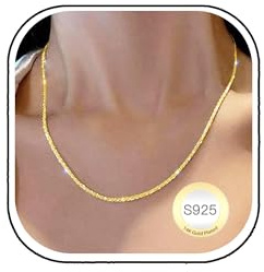Avotto S925 2mm Silver Chains for Women Diamond Hypoallergenic & Dainty Silver Necklace for Women Jewellry Gifts