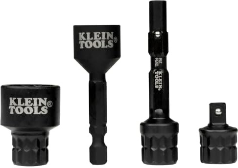 Klein Tools 65KADPS KNECT (S) Impact Socket Adapter Set, 4 Adapters for Ratchets, Impact Drivers and Flip Sockets, Fits 1/4-Inch Drive Tools, Compatible with KNECT (M) System