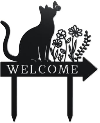 WADORN Garden Katzen Gartenstecker, Gartenstecker Katzen Deko Rost, Schwarz Katze Silhouette Deko für Garten Rasen Terrasse Balkon Wohnkultur Außenbereich Hinterhof Rasen