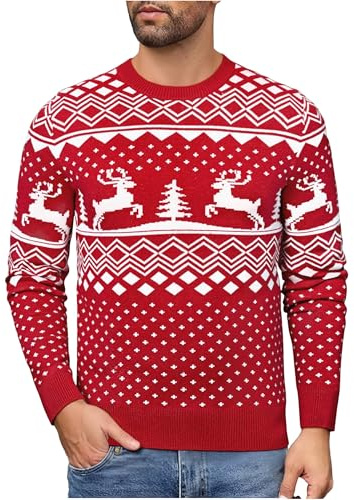 Jahetuul pullover tröja jultröja för män, Röd, S