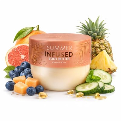 Bellamianta Summer Infused Body Butter, Moisturiser With Shea Butter & Cocoa Butter, Sweet Almond, Hyaluronic Acid, Vitamin E, Pro-Vitamin B5, Oil-Free Formula, Tan Preparation and Extension, 200ml,