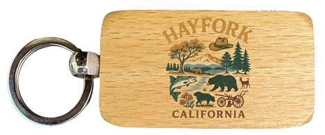 R and R Imports Hayfork California Keepsakes Souvenir 2.5x1-Inch Wooden Keychain 2-Pack