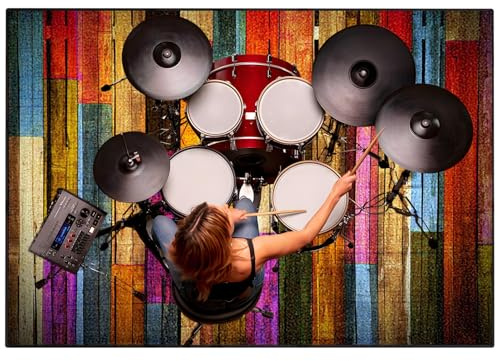 Tappetino per Batteria e Percussioni, Tappeto a Tamburo Insonorizzato Antiscivolo, Tappeto per Batteria, Tappeti Rettangolari per Batteria Elettroniche Rullante Acustica Grancassa 120 x 100 cm