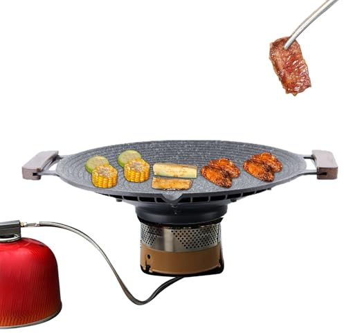 Genérico Sartén Plancha,Plancha Portátil para Acampar con Asas - Antiviento para Saltear Cocina Interior Viajes Barbacoa Exterior