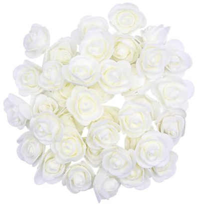 GIVBRO 100pcs Artificial Foam Roses Fake Flowers Head Bulk Craft Rose for DIY Crafts Wedding Bouquets Home Decorations 3.5cm (Beige)