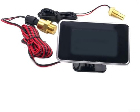 HEBEOT Medidor digital LCD 4 en 1 con medidor de presión de aceite, pantalla de temperatura del agua, indicador de nivel de combustible y voltímetro, amplio rango de 9-39 V, calibración del sensor de