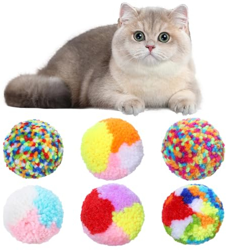 FdcLixuvol 6 Stück Katzenbälle, Katzenspielzeug Ball Katzenball Bunt 5cm Interaktives Katzen Bälle Großes Spielball für Katzen Weicher Kitten Spielzeug für Innen Spielen Kauen Kratzen Training Sport
