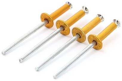100 Stück Spreiznieten Gold, 3,2X9mm Flachkopf Spreiz-Blindnieten | Aluminium Rundkopfnieten für Heimwerker, Möbel, Kunststoff, Holz, Glas, Gummi