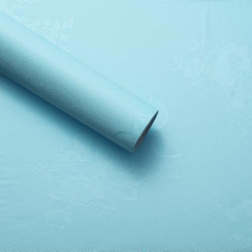 QUARKZMAN Vintage Blumen Tapete 23.6x197 Selbstklebende Tapete Vinyl Wasserdicht Retro Rosen Muster Abziehbare Kontaktfolie Für Schlafzimmer Küchenarbeitsplatte Badezimmer Hellblau