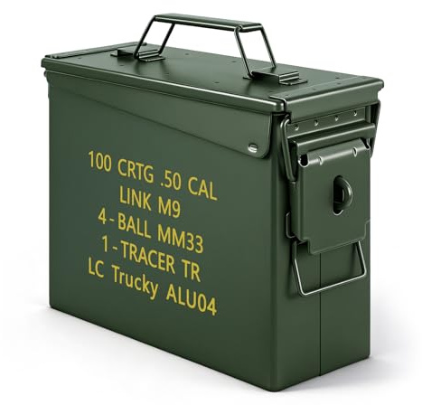 Trucky Munitionsbox Ammo Box 28x10x23 cm Metallkiste Munitionskiste Metallbox Aufbewahrungsbox mit Deckel Army Grün Metall