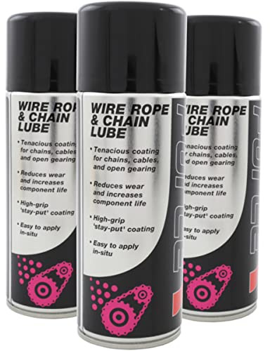 (Pack of 3) 400ml Wire Rope & Chain Lube - Anti Fling Spray Grease for Chains Cables, Fork Lifts Tail Lifts etcc.