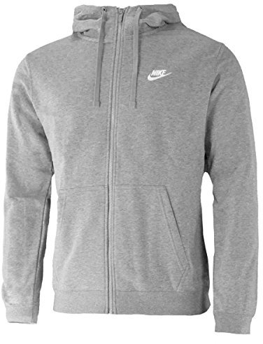 Nike Herren Hoodie M NSW CLUB FZ FT,Grau (Dark Grey Heather/White), M