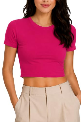 Re Tech UK - Top Corto para Mujer - Cuello Redondo - Ideal para el Verano - Tallas UK 8-14/EU 36-42