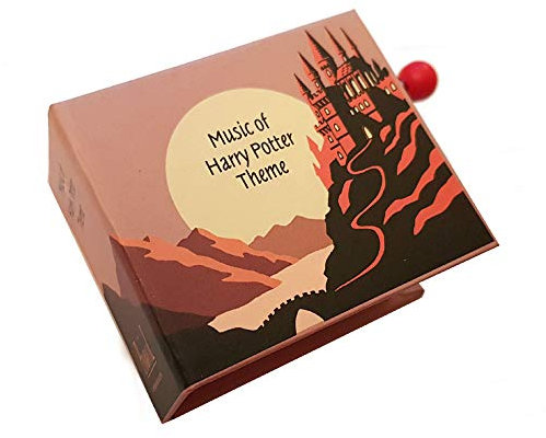 Lutèce Créations Spieluhr/Spieldose/Musikdose/Musikbox mit Handkurbel in Form eines illustrierten Pappbuchs mit 18-Ton-Spielwerk - Hedwig's Theme - H. Potter und der Stein der Weisen (John Williams)