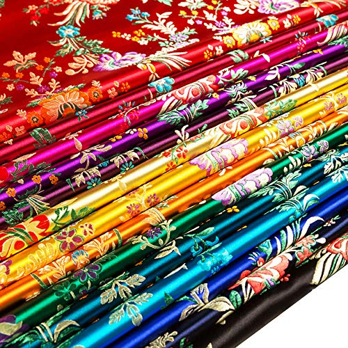Chinese Satin Faux Silk Fabric Begonia Flower Damask Brocade DIY Material (Purple Red, Sold by Meter)
