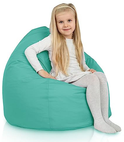 Italpouf Kindersitzsack L, Sitzkissen, Indoor & Outdoor, Sitzsack Sessel für Kinder, EPS Perlen Füllung, Abnehmbarer Bezug, Wasserdicht, Zertifiziert, Türkis