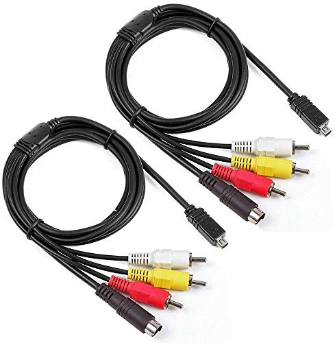 Handycam Video Cable VMC-15FS AV RCA S-Video Cable Cord [2-Pack] VMC15FS Video/Audio Cable for Sony Handycam MiniDV Camcorder Connector (Pack of 2, 5ft)