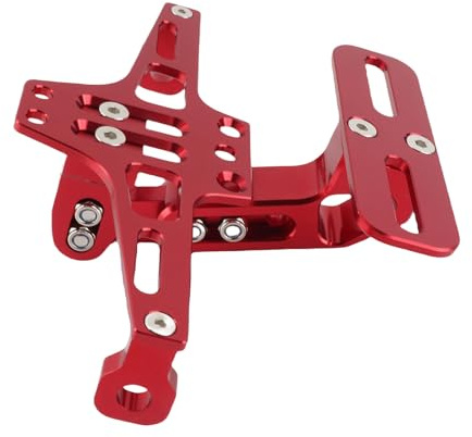 KIMISS Kennzeichenhalter mit LED-Beleuchtung, Motorrad-Kennzeichenrahmen mit Licht, Rot, Aluminiumlegierung, Heck
